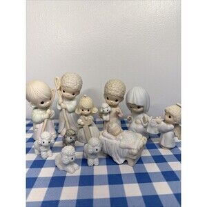 1986 Precious Moments Nativity Set 11 Pc “Come Let Us Adore Him” Figurines